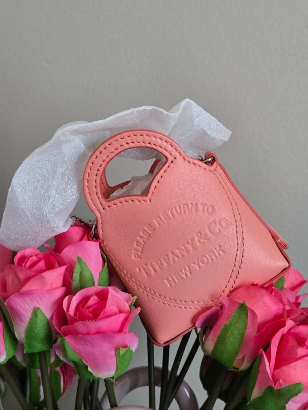 Tiffany & Co. Coral Pink Heart-Stamped Mini Tote